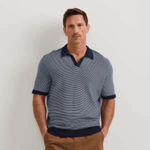 Men’s Short Sleeve Novelty Polo Sweater – Stripe